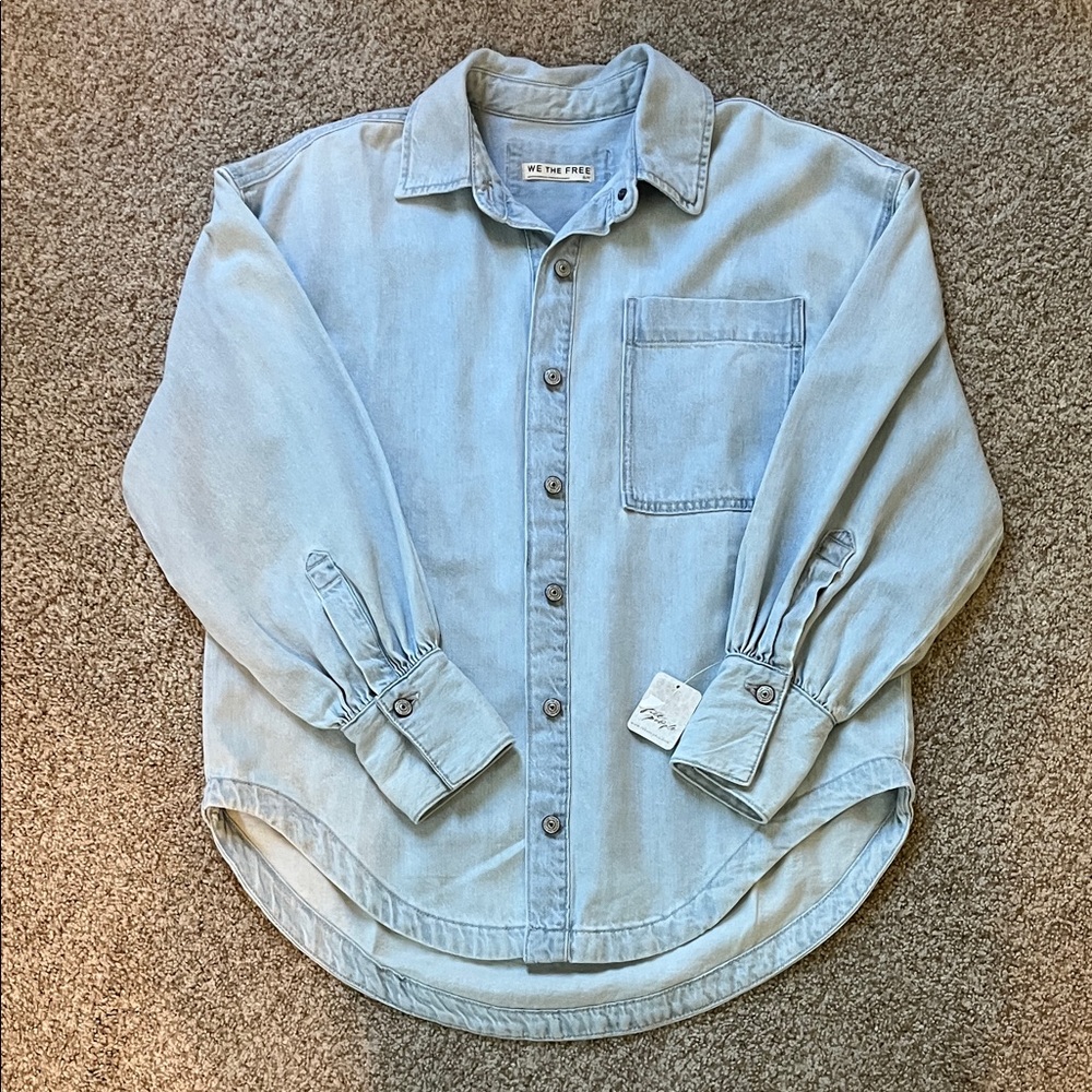 Light Blue Denim Button-Up Shirt